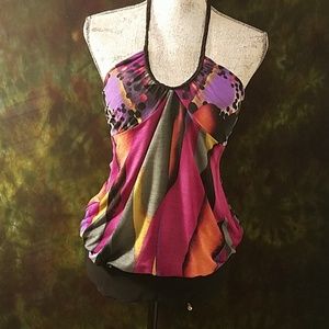 Poetry Tops - Poetry Abstract Multicolored Halter Tunic/Dress Poetry Tops - Poetry Abstract Multicolored Halter Tunic/Dress
